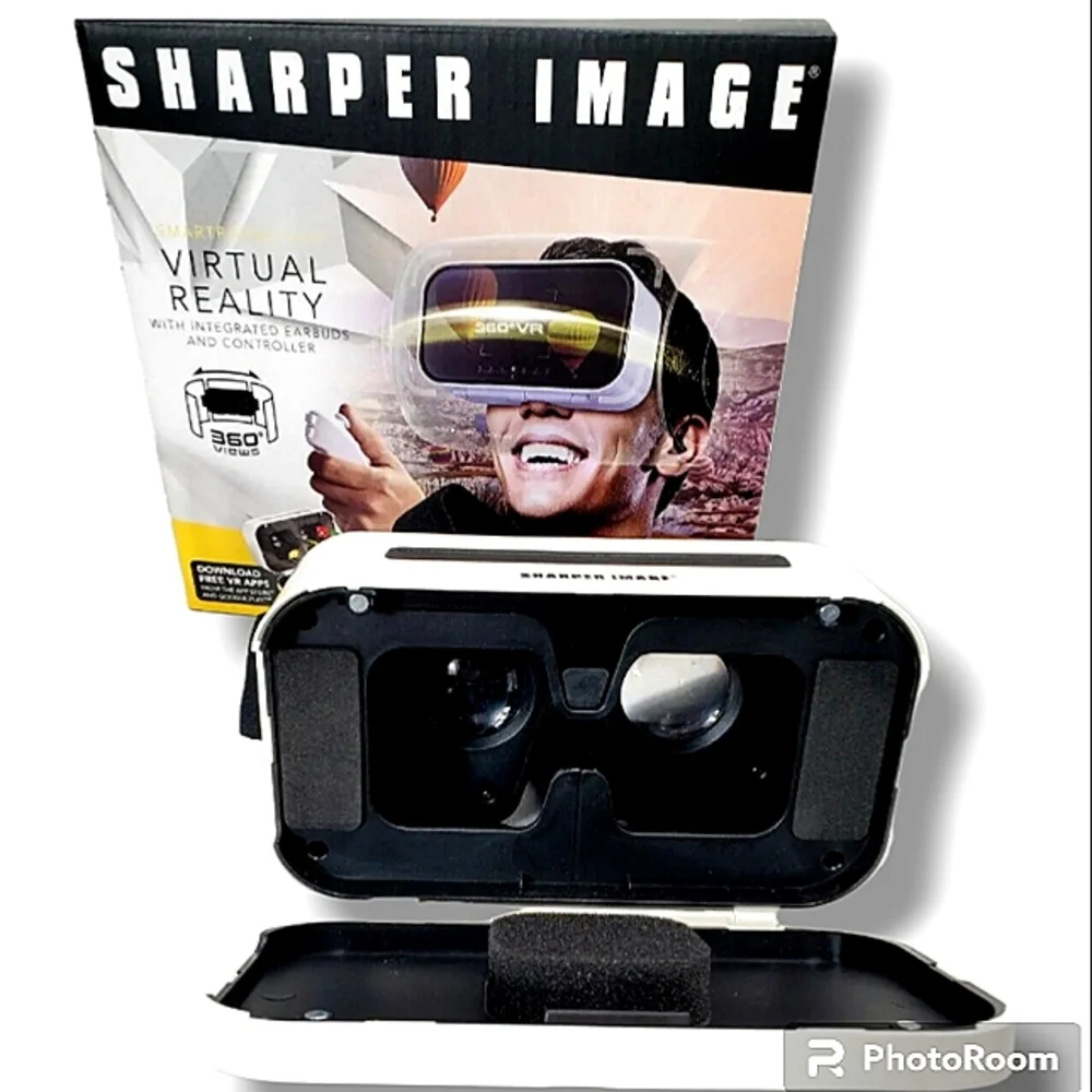 NWOT Sharper Image Black & White Smartphone 360° Virtual Reality Head Set